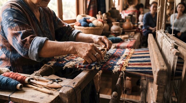 Elderly artisan crafting handmade wooden toys. Skilled woodworker carving traditional playthings with precision tools.