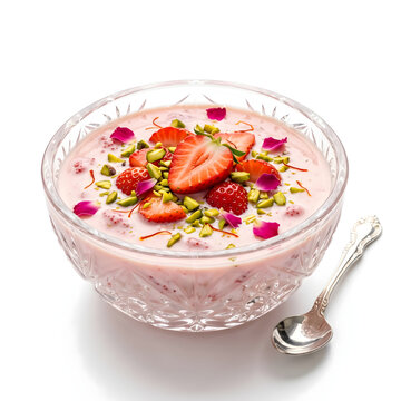 Premium Strawberry Fruit Basundi with Fresh Strawberries Studio Food Photography