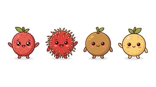 Cute Fruit Characters Set for Kids Education Food Promotion