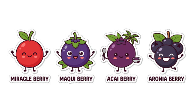 Cute Cartoon Berry Characters for Healthy Food Concept