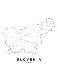 Fototapeta premium Slovenia Europe country map with internal region boundaries and major highways. Editable black line vector on a white background for poster print and classroom use.