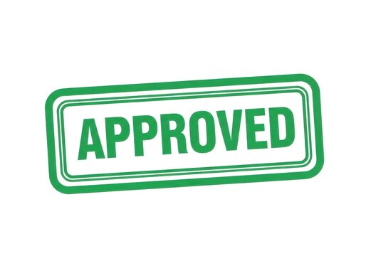 Green approved rubber stamp icon isolated on white background
