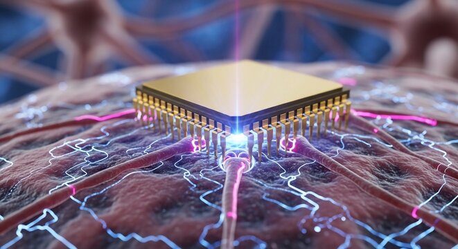 Microchip processor integrated with biological neural network