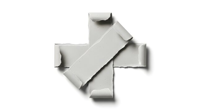 Torn paper plus sign a white background representation of medical or cancellation symbols