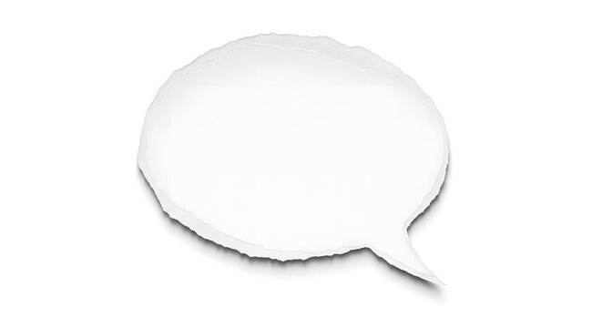 Blank torn paper speech bubble isolated on white communication and dialogue concept