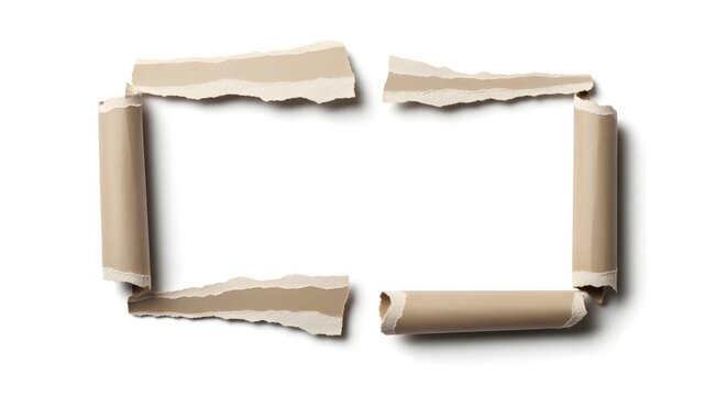 Torn paper frame on white background perfect for mockups and creative presentations