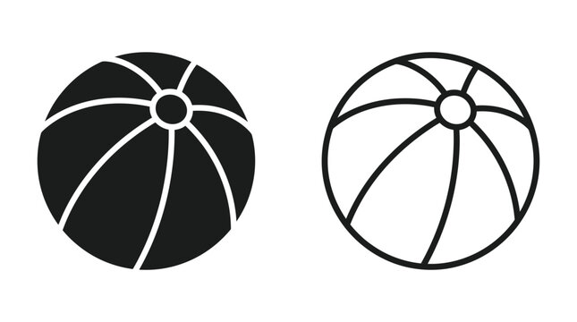 Beach ball silhouettes on a white background simple vector graphic