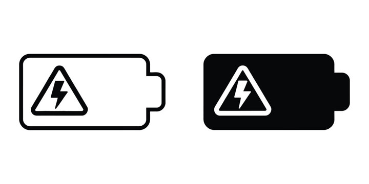 Empty battery icon vector featuring low power, energy depletion, battery status, charging indicator, and power warning symbols for user interface design.