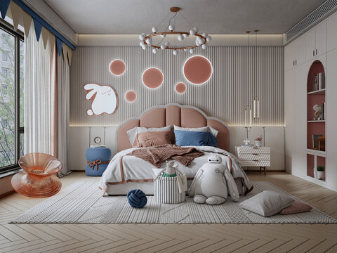 3d render modern child bedroom