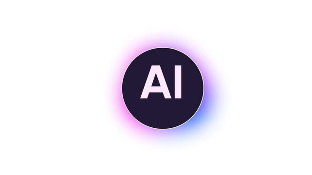 Glowing AI Artificial Intelligence Logo Icon Animation - Seamless Loop Motion Background Stock Footage