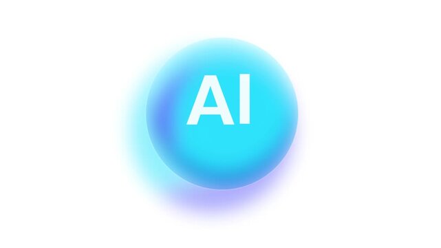 Glowing AI Artificial Intelligence Logo Icon Animation - Seamless Loop Motion Background Stock Footage