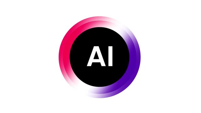 Glowing AI Artificial Intelligence Logo Icon Animation - Seamless Loop Motion Background Stock Footage