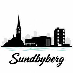Fototapeta premium Sundbyberg Sweden Skyline Silhouette – Dynamic Stockholm Metropolitan Vector Illustration