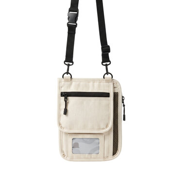 beige travel neck pouch isolated on transparent background png