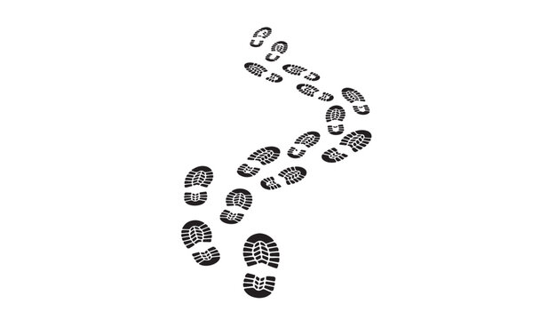 Up footprint trail of human, human footprints silhouette vector illustration