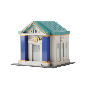 Small classical architectural bank structure with architecture, building
