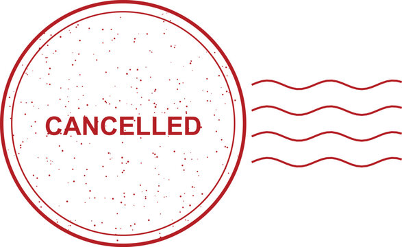 Vintage postmark stamp design with wavy lines and cancelled text