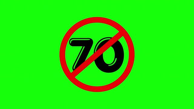 Speed Limit 70 Signs Appearing and Disappearing on Green Screen Background