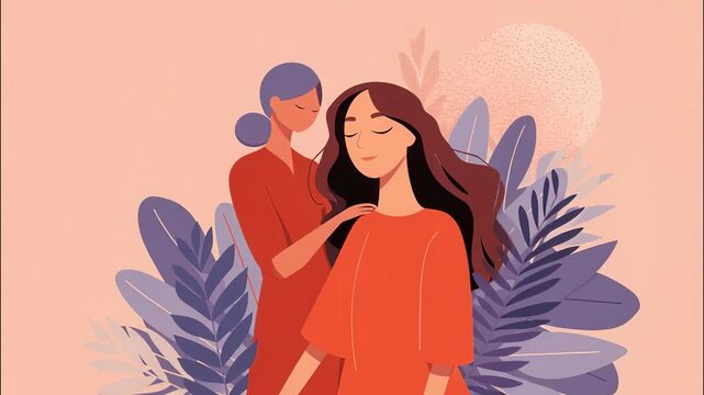 Woman receiving comforting and supportive touch from friend finding emotional well peace