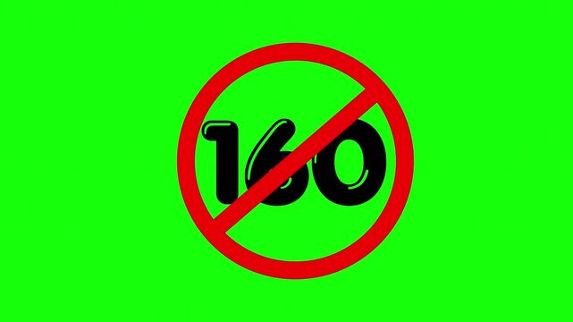 Green Screen Background with Red Prohibition Circles on Number 160