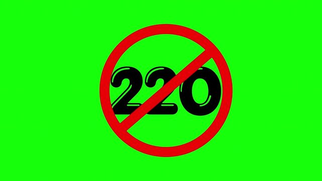 Green Screen with Red Prohibition Signs and Number 220 in Circular Frames
