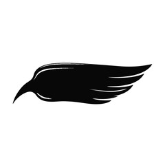 Obraz premium Black wing silhouette icon. Stylized bird wing graphic for logo design.