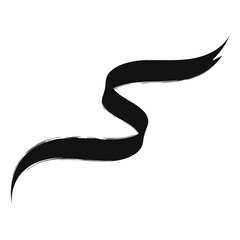 Fototapeta premium Black sweeping ribbon element. Decorative wavy banner isolated on white background.