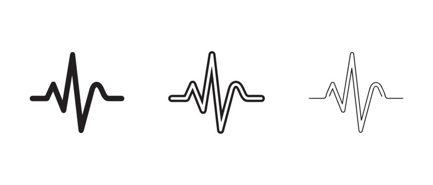 heartbeat line graph icons showing varying pulse rhythms isolated on transparent background