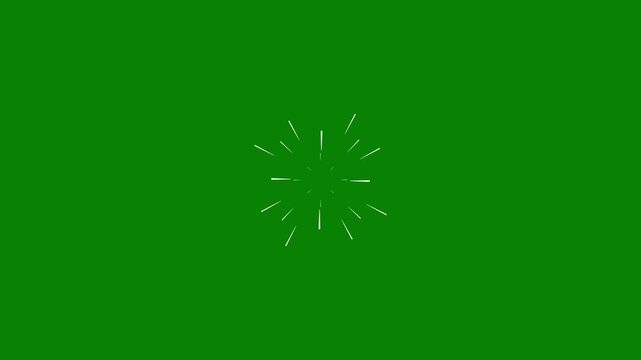 Fast moving glowing lines circle burst firework explosion animation, 4K motion graphics video overlay for cinematic event and festival celebration on green screen