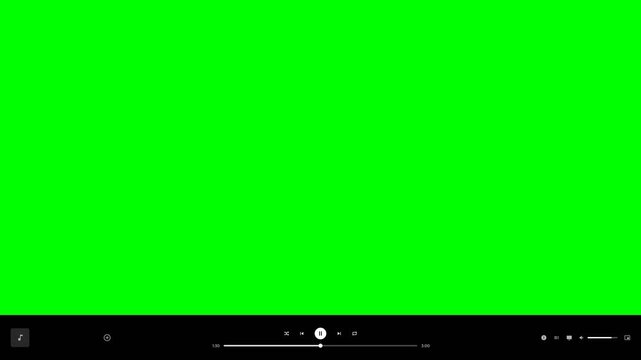 Digital video player interface on green screen background. 4K Video