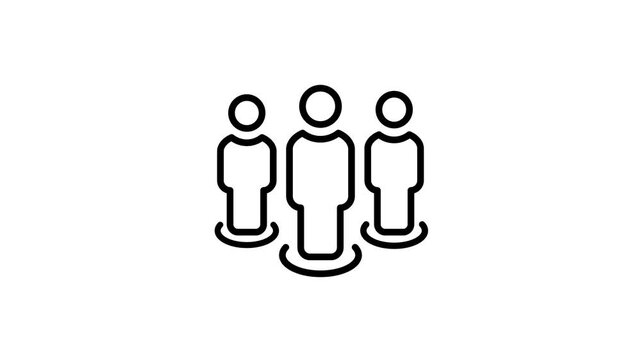 Team, teamwork or group people animated icon for partnership, work together, collaboration, co-worker, community, cooperative, human relationships. 4K video with alpha channel