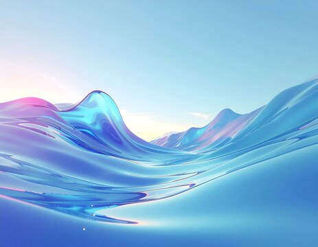 Majestic mountain peaks under soft pastel sky.