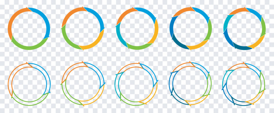 Colorful Circular Infographic Donut Charts Set &ndash; Progress Ring Vector Collection,
