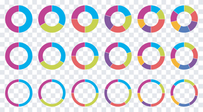 Colorful Circular Infographic Donut Charts Set &ndash; Progress Ring Vector Collection,