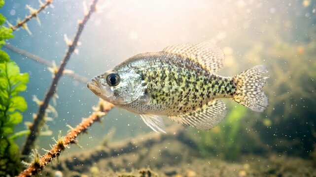 crappie fish swimming in lake okeechobee florida underwater close up video