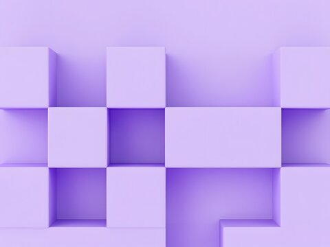 Abstract 3D Cubes on a Gradient Purple Background 3d Render