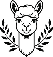 Fototapeta premium Minimal Alpaca Emblem, Bold Black Outline, Smooth Facial Geometry, Clean Lifestyle Vector 2