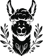Fototapeta premium Minimal Alpaca Emblem, Bold Black Outline, Smooth Facial Geometry, Clean Lifestyle Vector 3