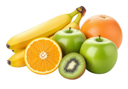 Assortment of fresh healthy fruits isolated on transparent background