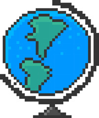 Fototapeta premium Globe North America Pixel Art