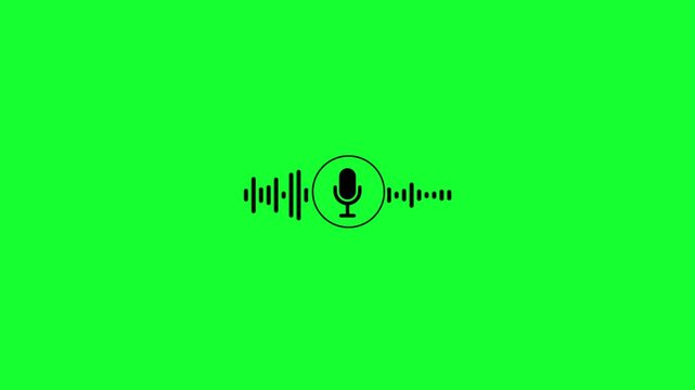 voice recording and podcast mic microphone button icon animation. Microphone icon animation on  background.  Audio microphone icon animation 4k video