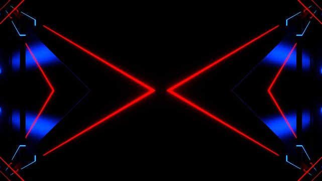 Red and Blue Neon Minimalist Space Kaleidoscope Background VJ Loop in 4K