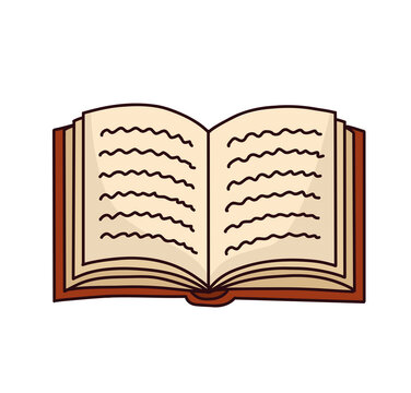 Offenes Buch als klassischer Sticker im Cartoon-Stil