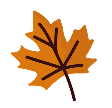 Oranges Ahornblatt als herbstlicher Cartoon-Sticker