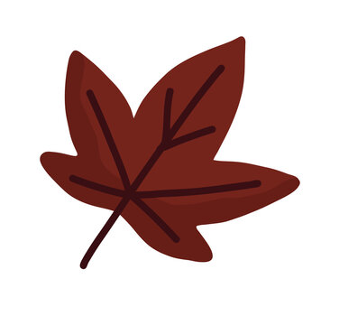 Dunkelrotes Ahornblatt als herbstlicher Cartoon-Sticker