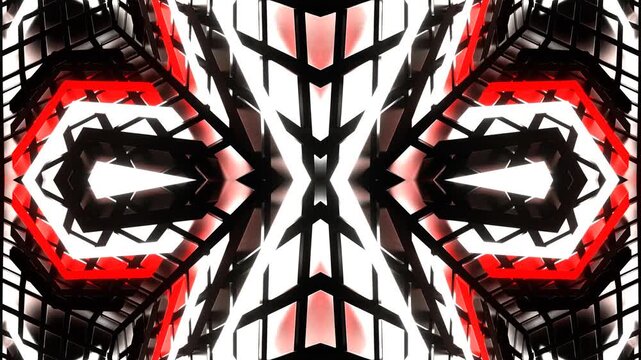 Red and White Strobe Hexagonal Kaleidoscope Background VJ Loop in 4K