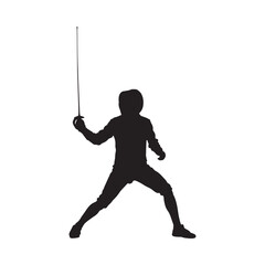 Fototapeta premium Fencer Silhouette Against White Background Sport And Athleticism