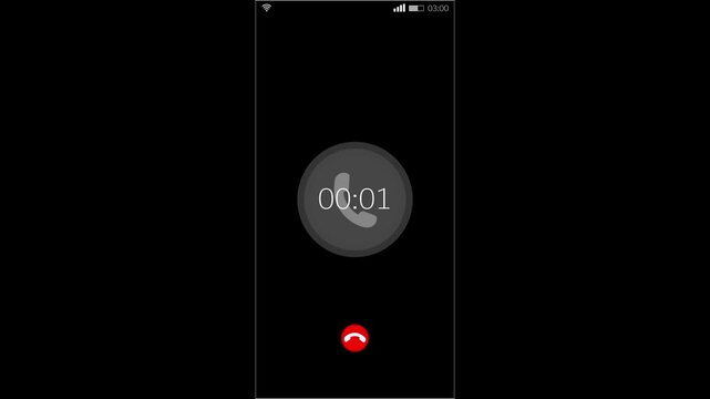 Mobile call interface visual with black phone screen, red decline button, gray caller circle, and clean dark layout. Perfect for app promos, telecom videos, notification screens, caller demos,  