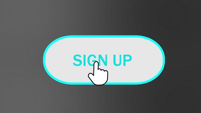 digital registration concept with sign up button animation. motion graphic of mouse cursor clicking sign up button. sign up button interactive web interface animation.