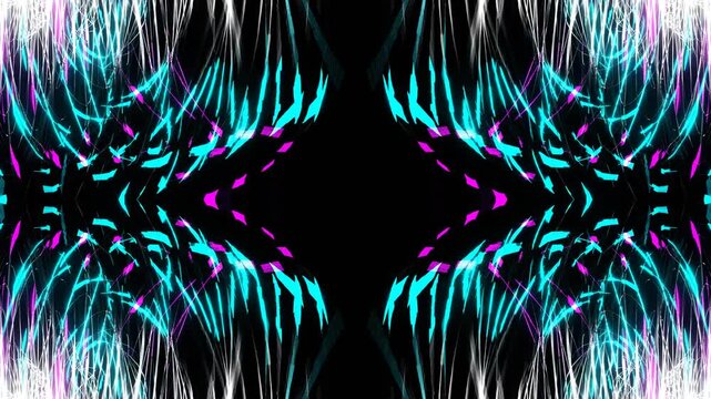 Silver with Cyan and Pink Sci-Fi Spiraling Splines Kaleidoscope Background VJ Loop in 4K